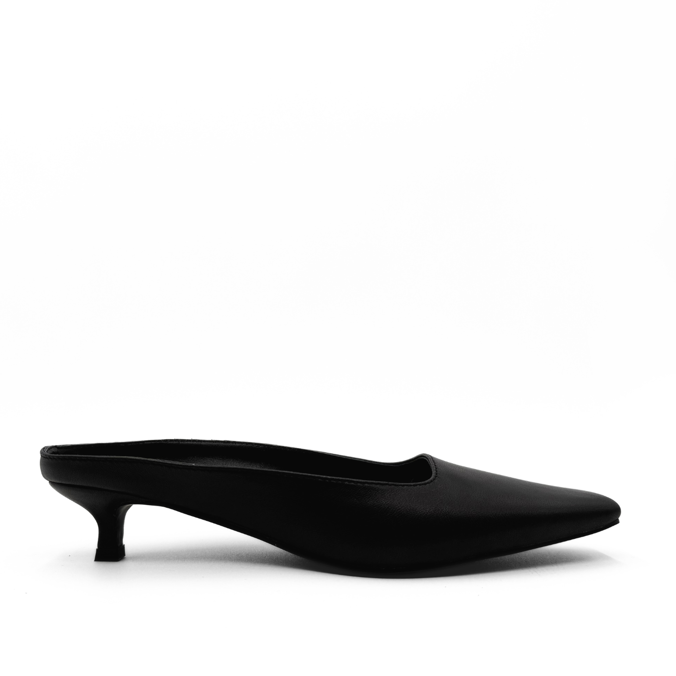 Mona Kitten Heel Mules - Black