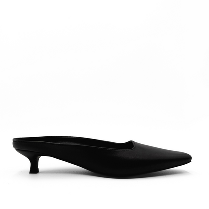 Mona Kitten Heel Mules - Black
