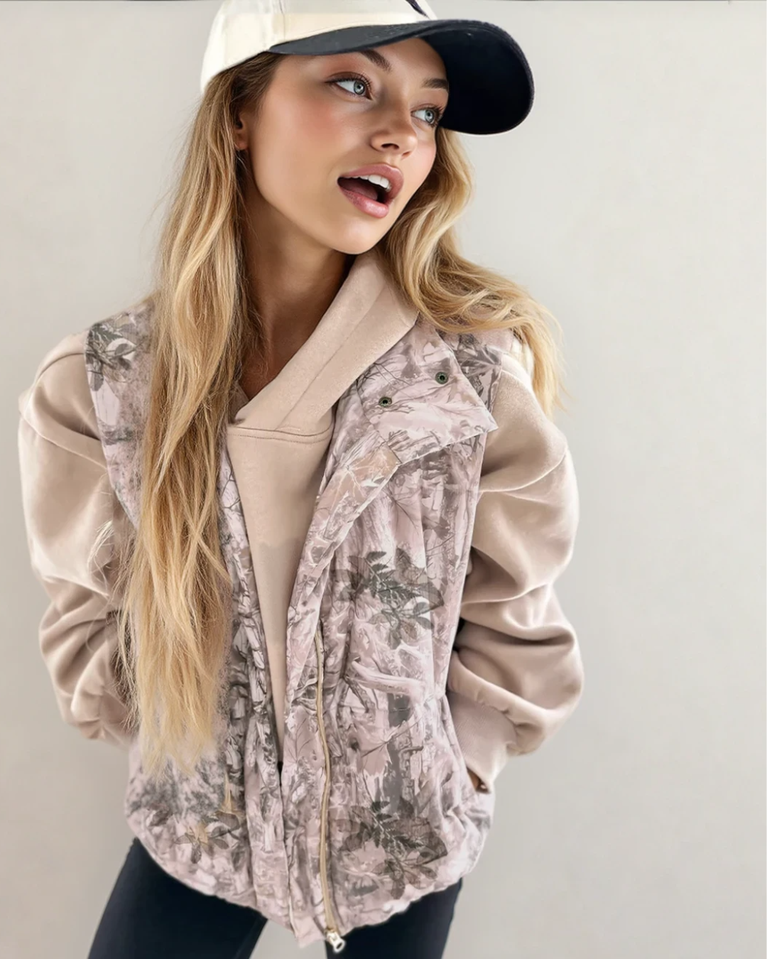 Tessa Camo Leaf Print Winter Puffer Vest - Camo