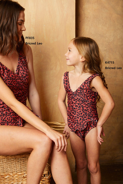 Marina West PF835 V-Neck Wrap Swimdress (Bric Red Leo)