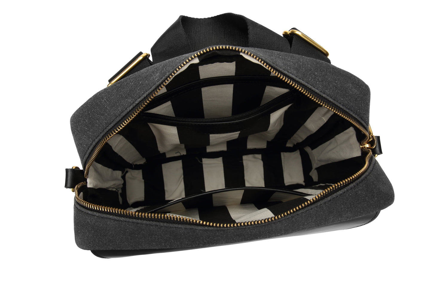 Corbin | Black Washed Canvas + Black Leather