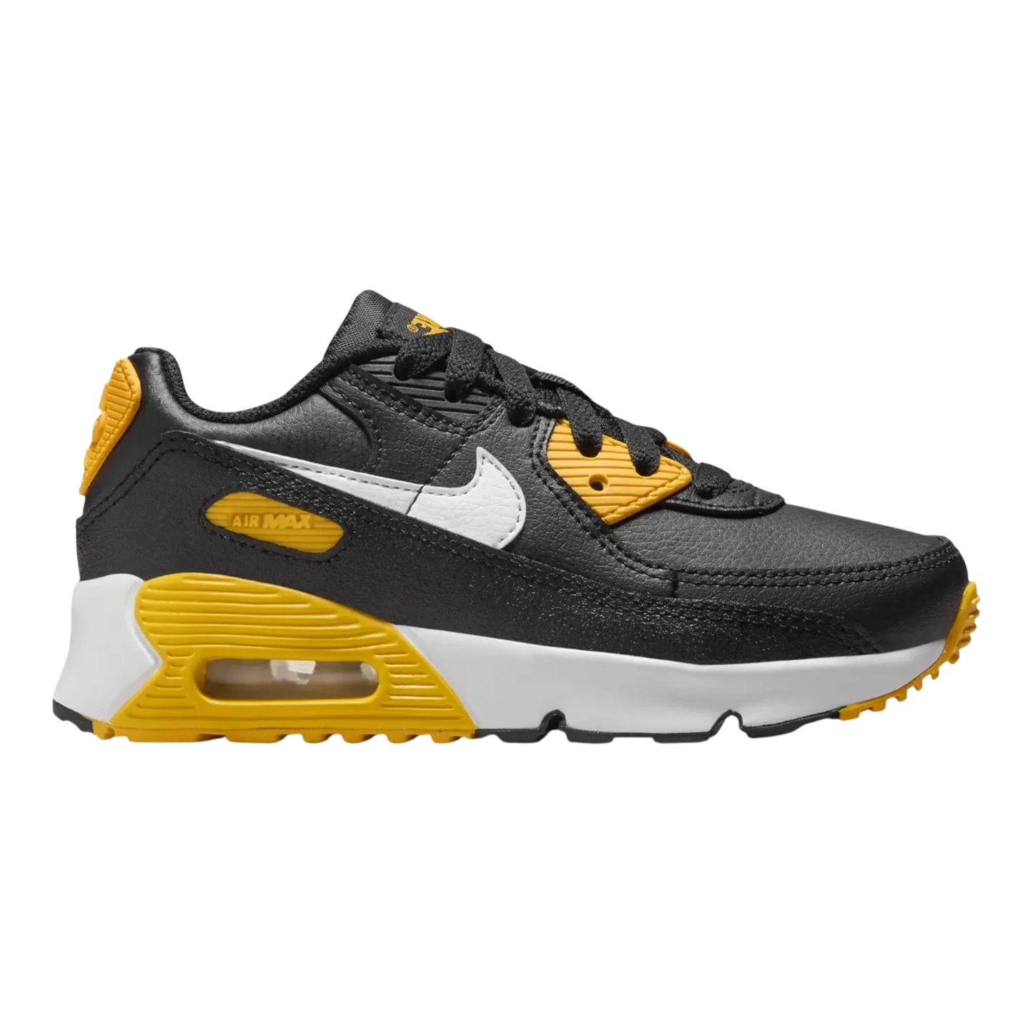 Nike Air Max 90 LTR Little Kids' (PS) Sneakers — Black/University Gold Leather Low-Top