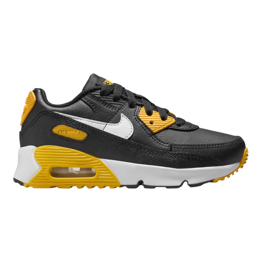 Nike Air Max 90 LTR Little Kids' (PS) Sneakers — Black/University Gold Leather Low-Top