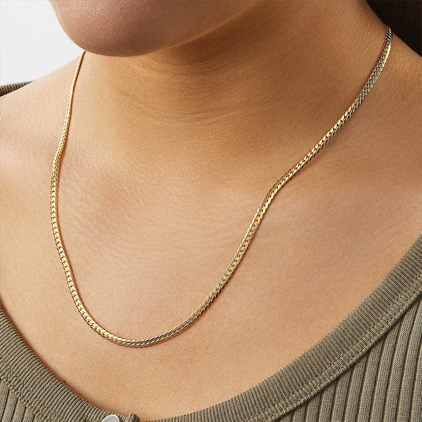 Mint & Lily Herringbone Gold Chain Necklace