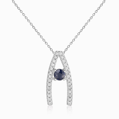Blue Sapphire Letter "A" Round Shaped Necklace