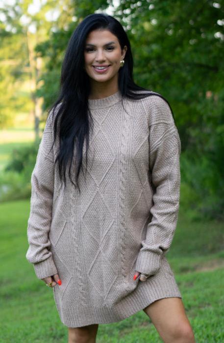 Threaded Pear Aura Cable Knit Sweater Dress