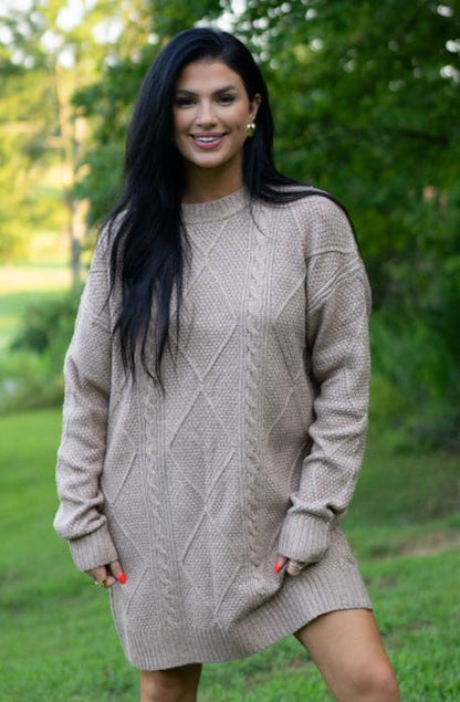 Threaded Pear Aura Cable Knit Sweater Dress