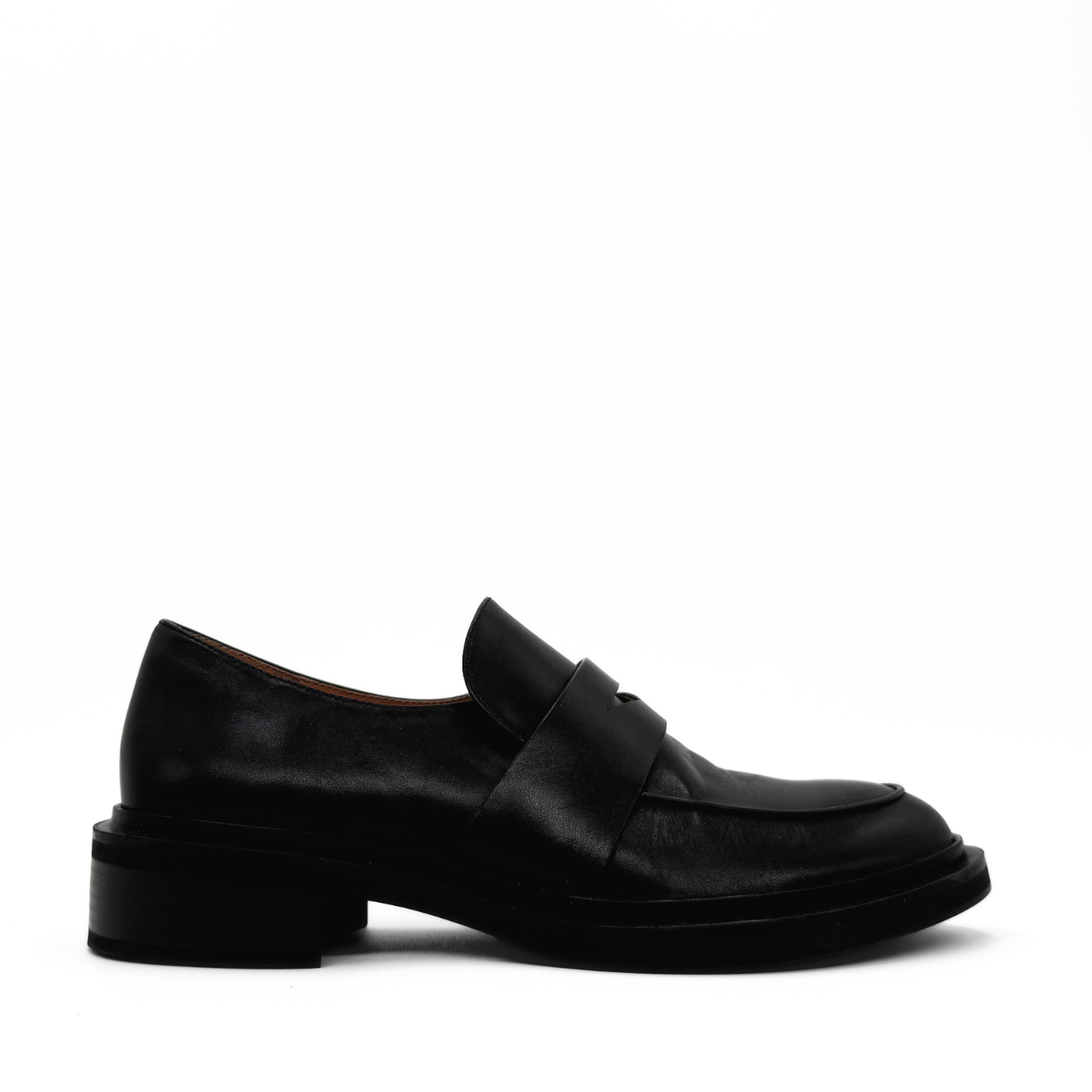 Drew Chunky Leather Loafers - Black