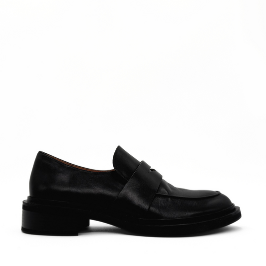 Drew Chunky Leather Loafers - Black