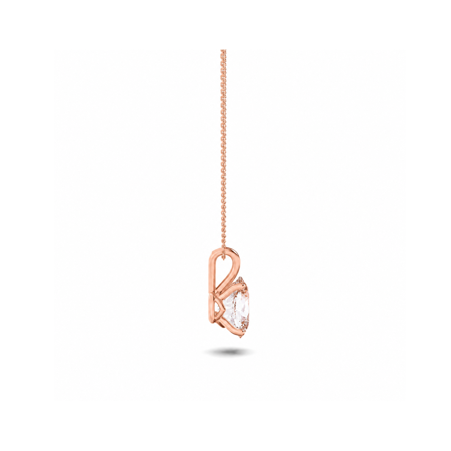 3.0 Ct Oval Lab Grown Diamond (F/VS) Prong 14K Rose Gold Split Bale Solitaire Pendant Necklace