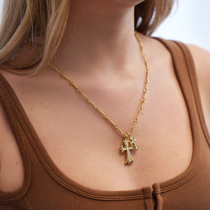 Mint & Lily Double Cross Pendant Necklace