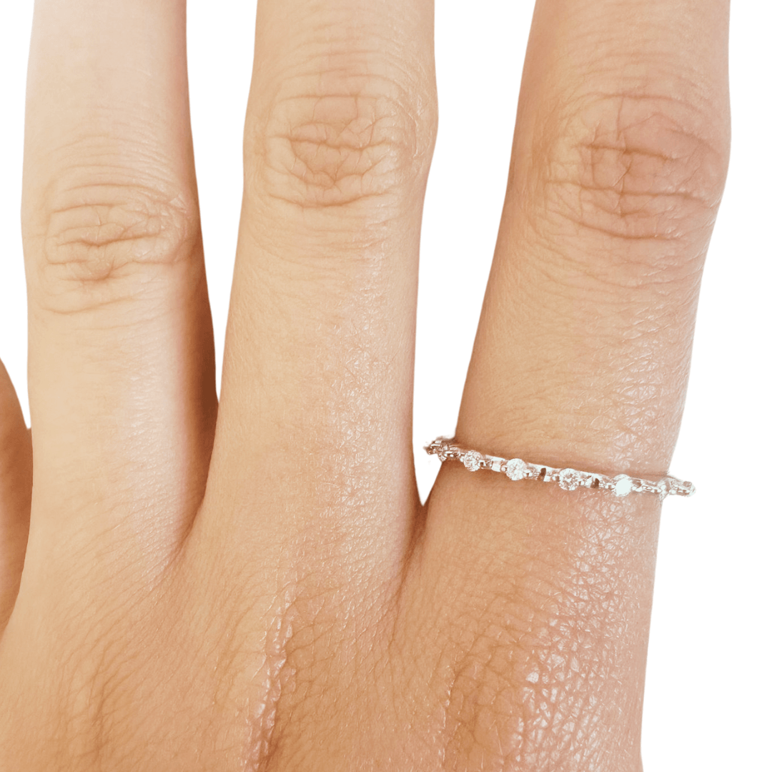0.22 Ct Round White Lab  Diamond Sterling Silver Half Eternity Ring