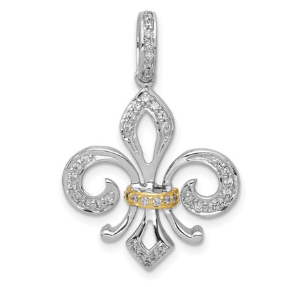 14K Gold Two-Tone Lab Diamond Flower Pendant