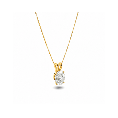 1.0 Ct Oval Lab Grown Diamond (F/VS) Prong 14K Yellow Gold Split Bale Solitaire Pendant Necklace