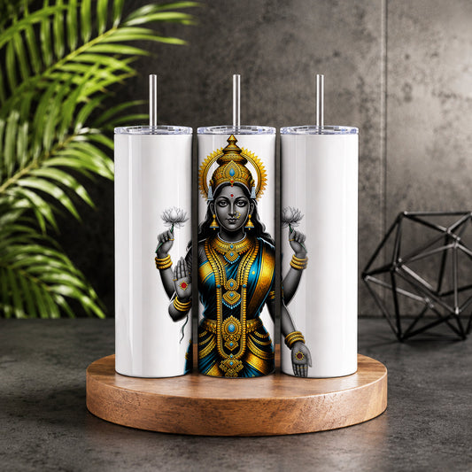 Goddess Lakshmi 20oz Skinny Tumbler – Hindu Deity Wealth & Prosperity Drinkware