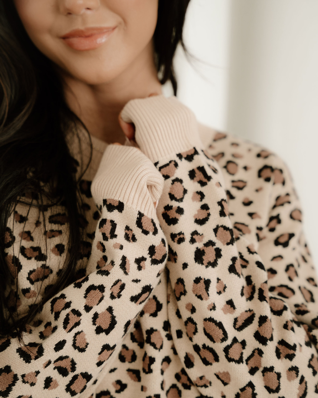 Palmer Leopard Print Dolman Sleeve Sweater