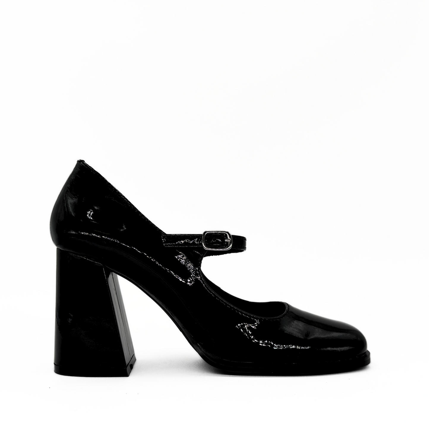 Jackie Patent Leather Mary Jane Heels - Black