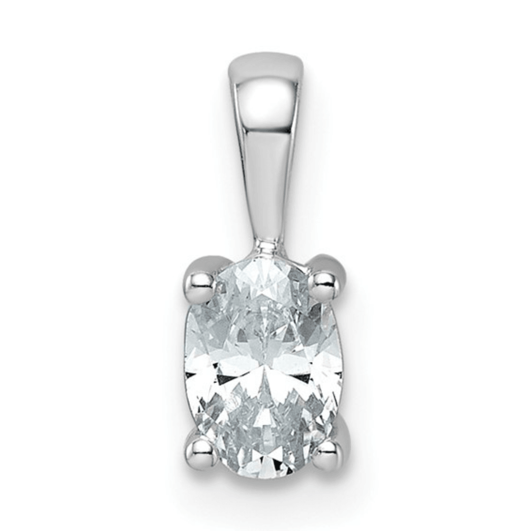 14K White Gold Lab Grown Diamond Oval Solitaire Pendant