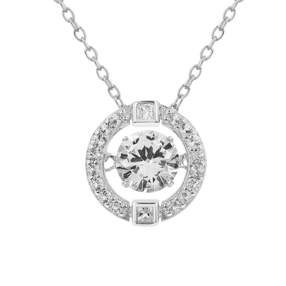 Dancing Stone White Sapphire Halo Necklace
