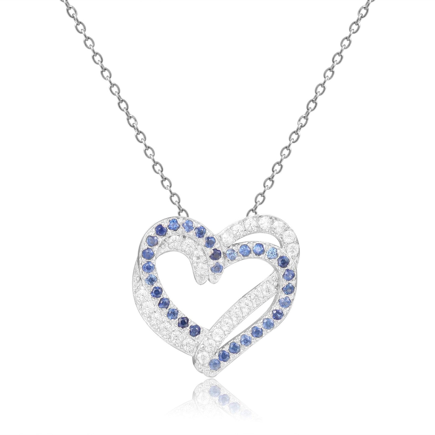 Blue Sapphire Open Heart Necklace