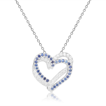 Blue Sapphire Open Heart Necklace