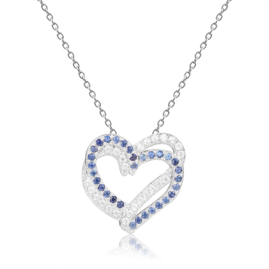 Blue Sapphire Open Heart Necklace