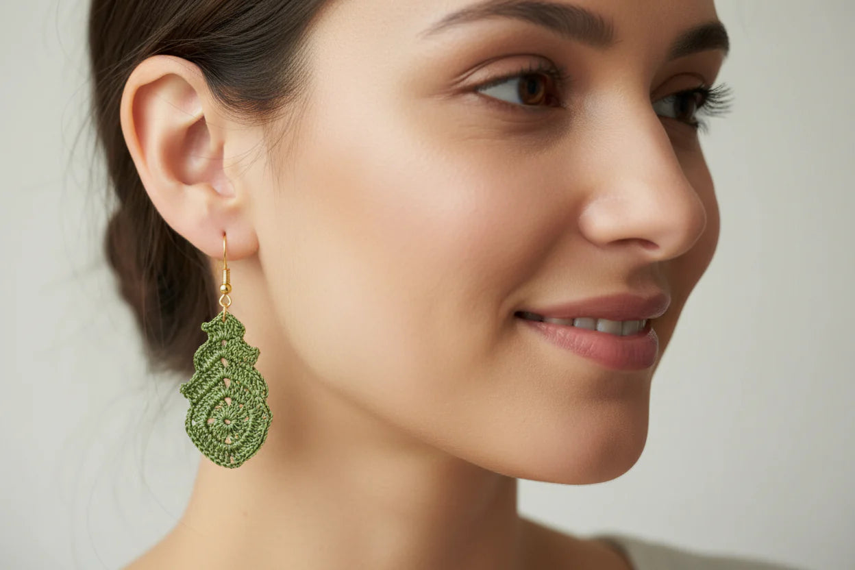 Women’s Handmade Cascade Crochet Earrings – Boho Drop Floral Pattern