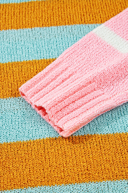 Threaded Pear Abigail Block Striped Pullover Sweater