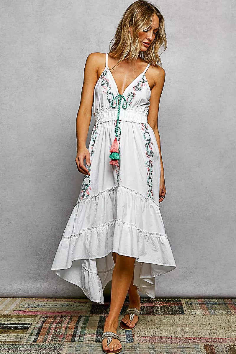 midi camisole dress Striped midi camisole dress|Yerse