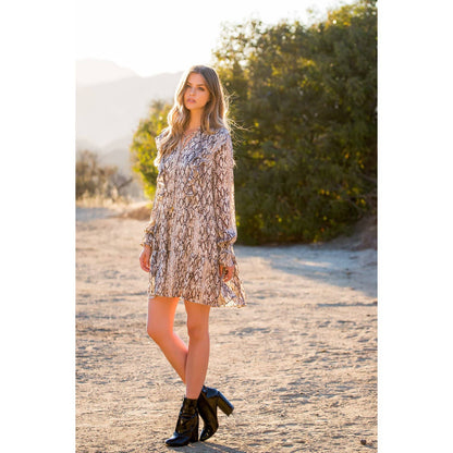 Vera-Snake Print Ruffle Dress