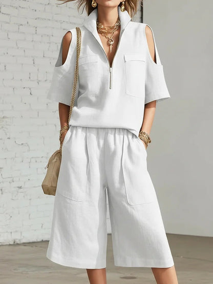 Short-Sleeve Shirt & Loose Shorts Two-Piece Set