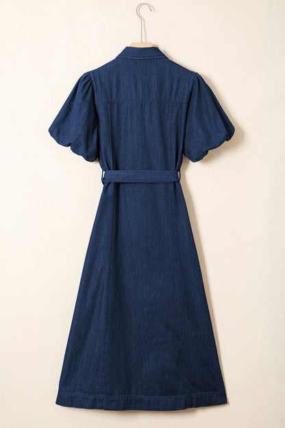 Threaded Pear Makayla Bubble Sleeve Long Dress