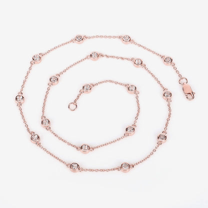 Round Peach Morganite 18K Rose Gold Plated Silver By The Yard Necklace