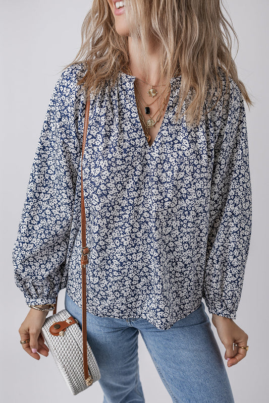 Threaded Pear Amelie Notched Puff Sleeve Blouse