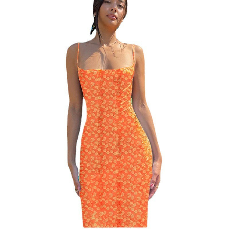 🌟 Women's Slim Fit Printed Backless Dress
