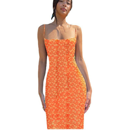 🌟 Women's Slim Fit Printed Backless Dress