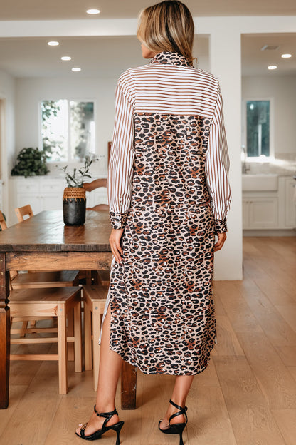 Threaded Pear Caroline Contrast Patchwork Long Shirt Dress