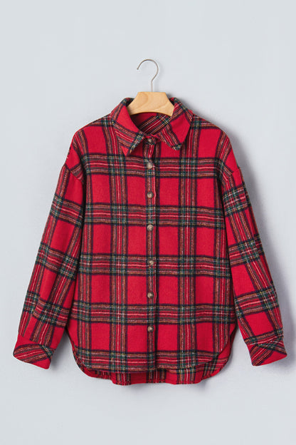 Threaded Pear Kali Plaid Front Shacket