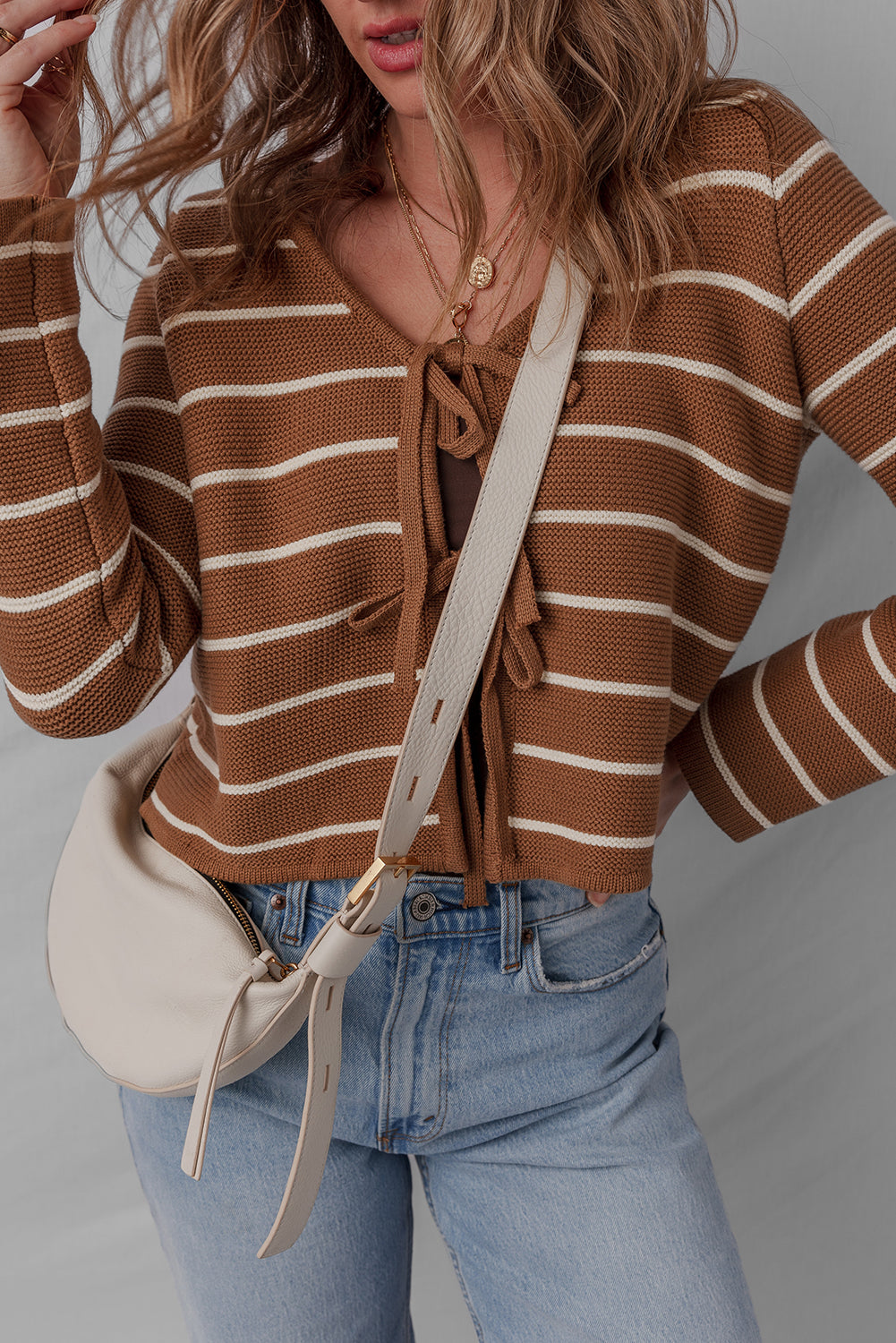 Threaded Pear Lilly Striped Knit Cardigan Sweater