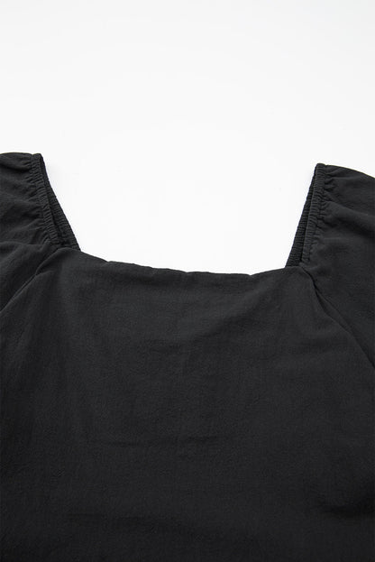 Threaded Pear Malaysia Ruched Puff Sleeve Romper