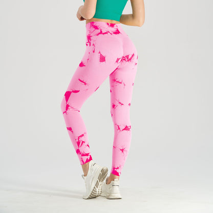 Women's Seamless Tie-Dye Yoga Pants – Knitted High-Waist Leggings