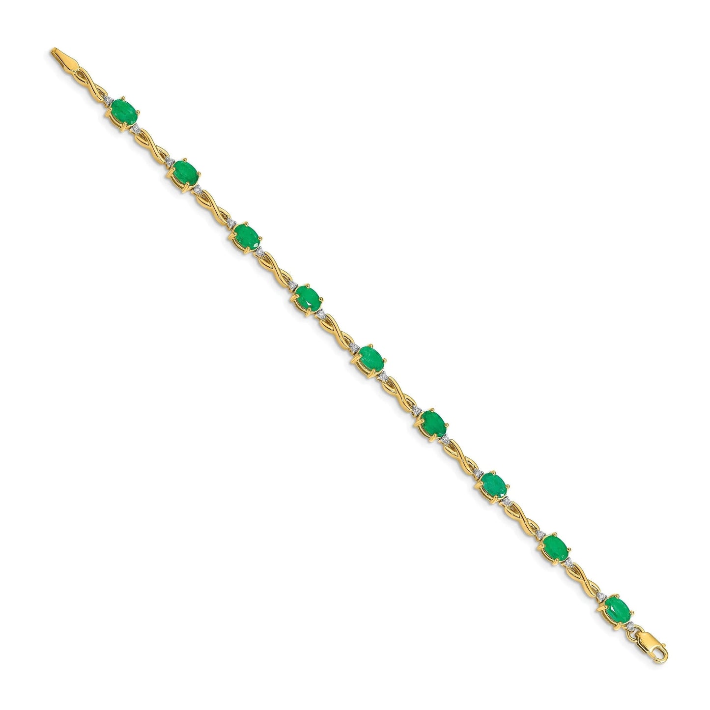 Genuine Emerald Diamond Bracelets 14K Yellow Gold