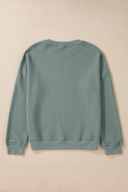 Threaded Pear Halo Knit Drop Shoulder Top