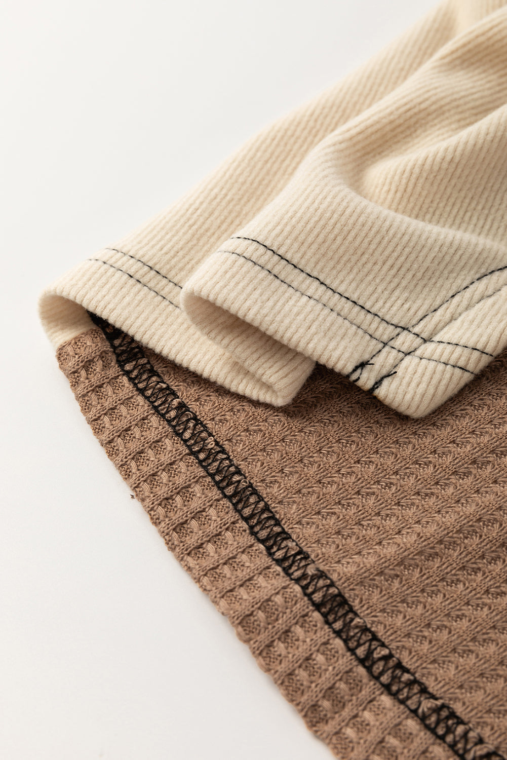 Threaded Pear Jaliyah Knit Stitch Detail Long Sleeve Top