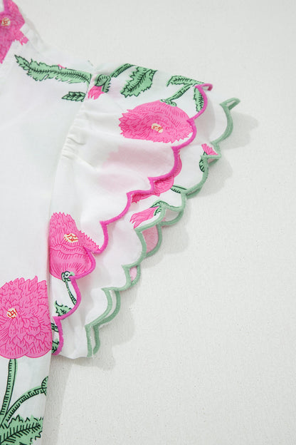 Threaded Pear Mariah Detail Short Sleeve Blouse