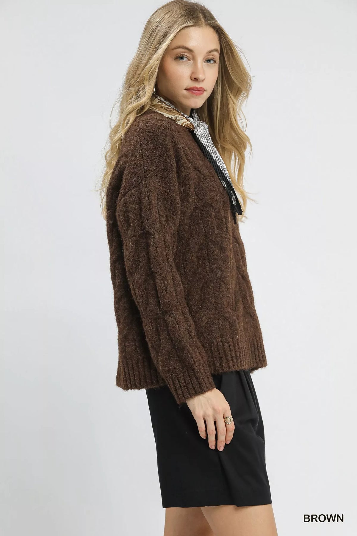Umgee Cable Knit Cozy Sweater