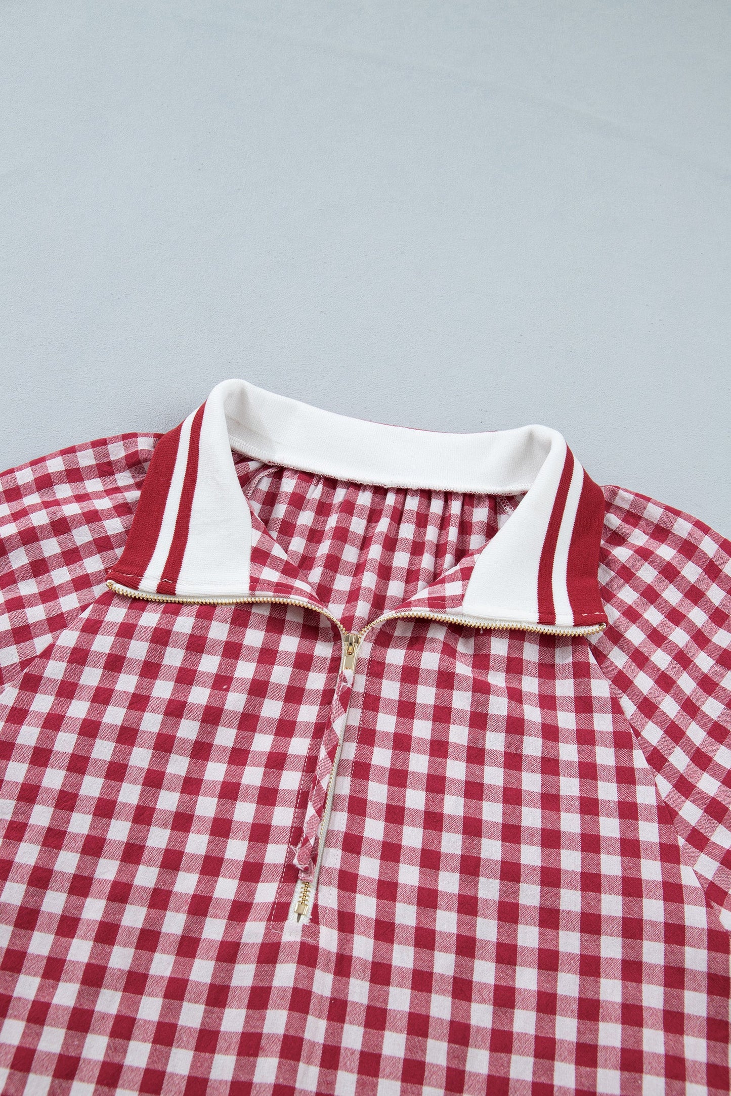 Threaded Pear Journi Patchwork Half Zip Blouse