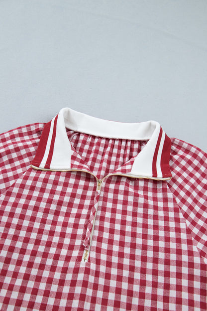 Threaded Pear Journi Patchwork Half Zip Blouse