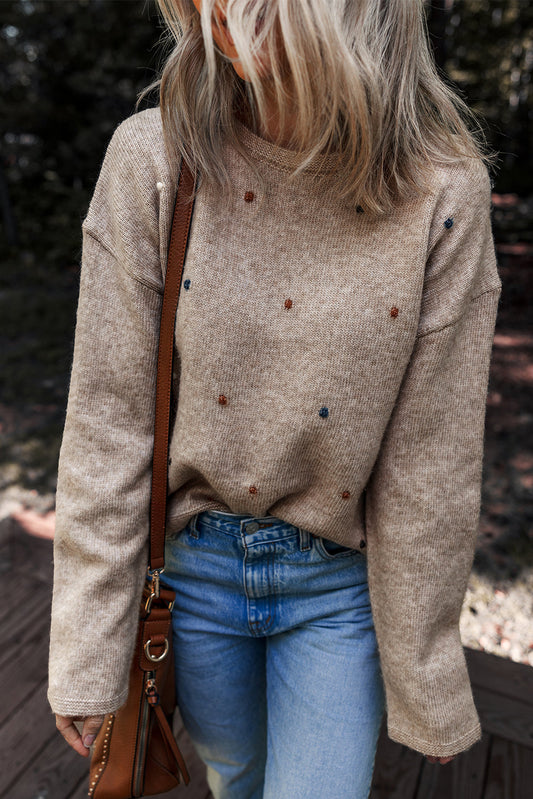 Threaded Pear Abigail Detail Drop Shoulder Sweater