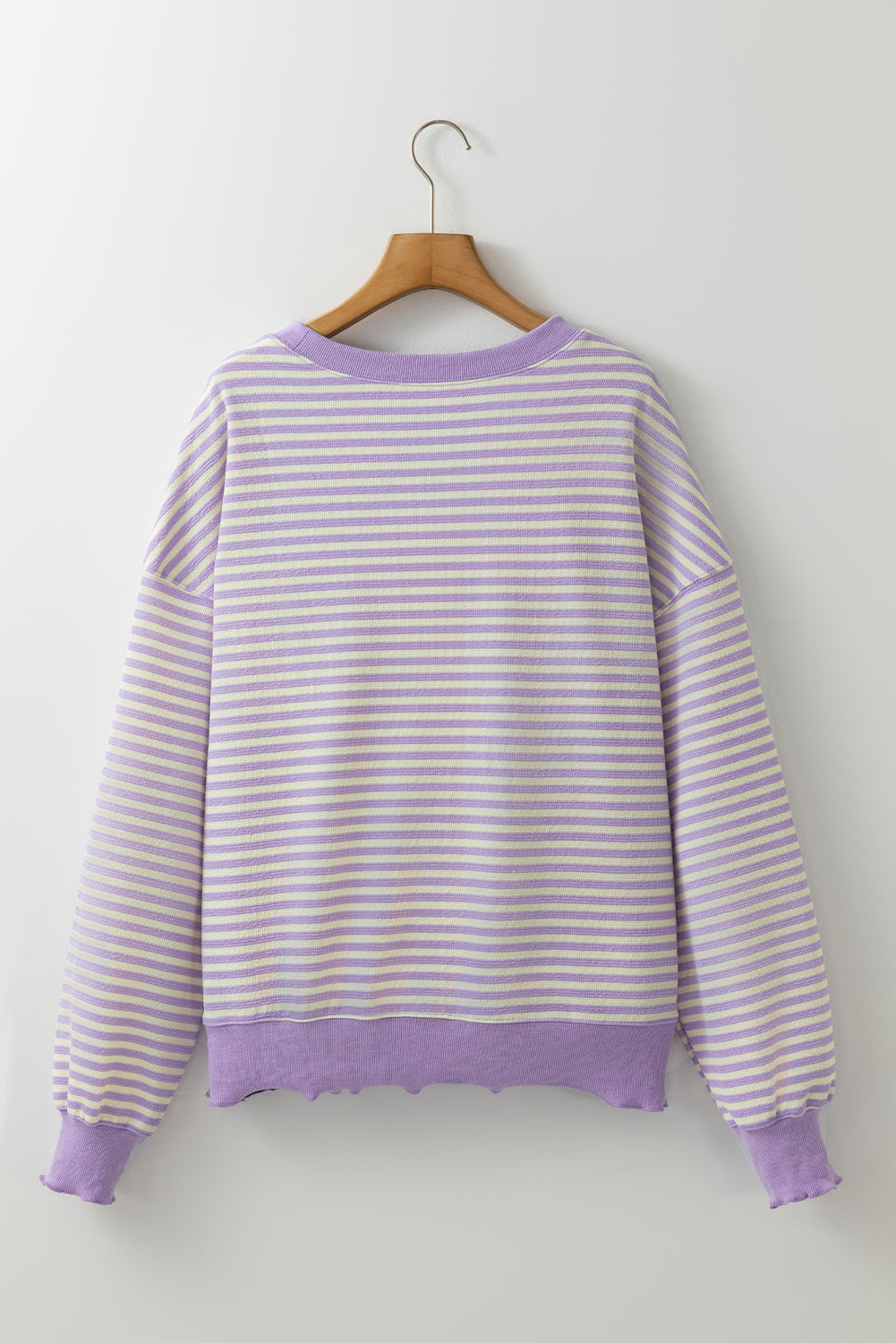 Threaded Pear Angie Stripe Loose Drop Shoulder Long Sleeve Top